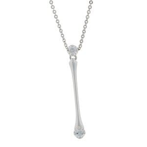 White Gold Diamond Lavaliere Pendant Necklace 18" - 14k Round Brilliant .10ctw